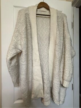 Guess Open-Front Cream Knit Cardigan